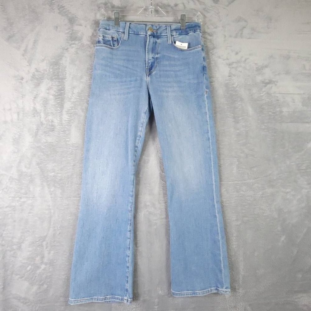 Frame Womens Le Crop Mini Boot Cut Jeans Blue Stretch Light Wash Mid Rise 28 New